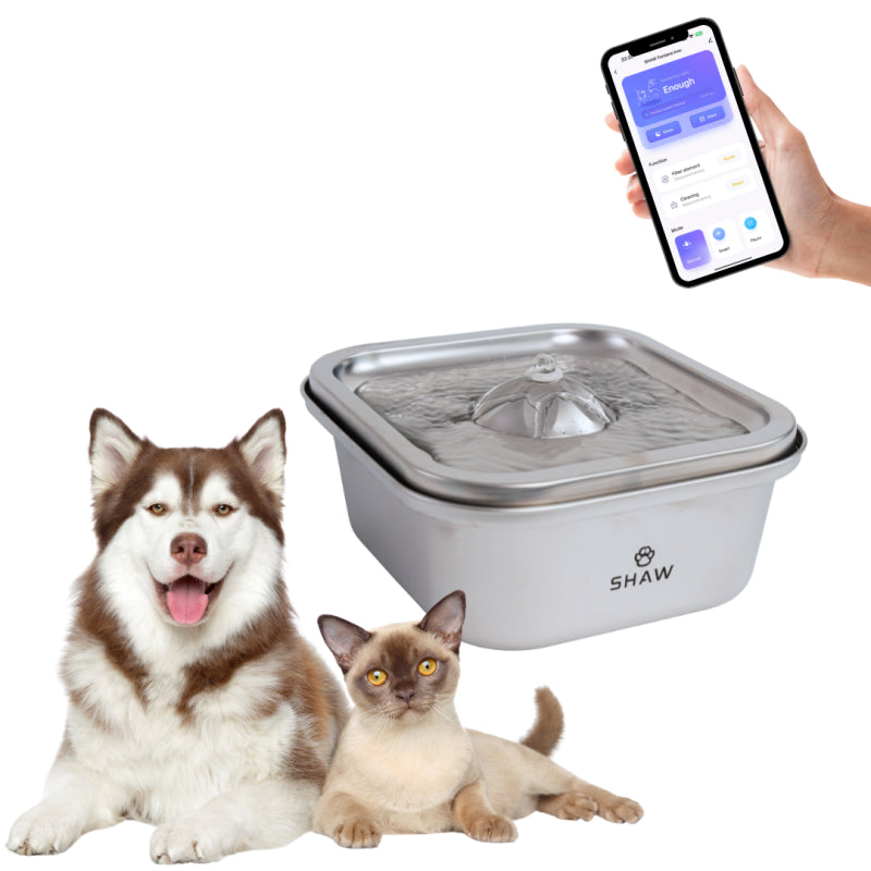 Fantana de apa smart SHAW® inox, aplicatie mobila, filtrare apa, 4L, argintiu