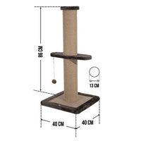 Stalp de zgariat si catarat pentru pisici cu sisal, SHAW, MDF, gri, 86 cm