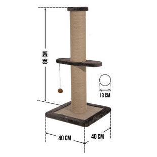 Stalp de zgariat si catarat pentru pisici cu sisal, SHAW, MDF, gri, 86 cm