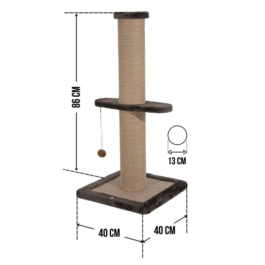 Stalp de zgariat si catarat pentru pisici cu sisal, SHAW, MDF, gri, 86 cm
