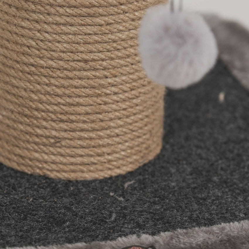 Stalp de zgariat si catarat pentru pisici cu sisal, SHAW, MDF, gri, 86 cm