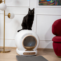 Litiera automata smart SHAW® V4 pentru pisici, auto-curatare, eliminare mirosuri prin ionizare, aplicatie mobila, 9L