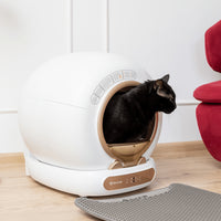 Litiera automata smart SHAW® V4 pentru pisici, auto-curatare, eliminare mirosuri prin ionizare, aplicatie mobila, 9L