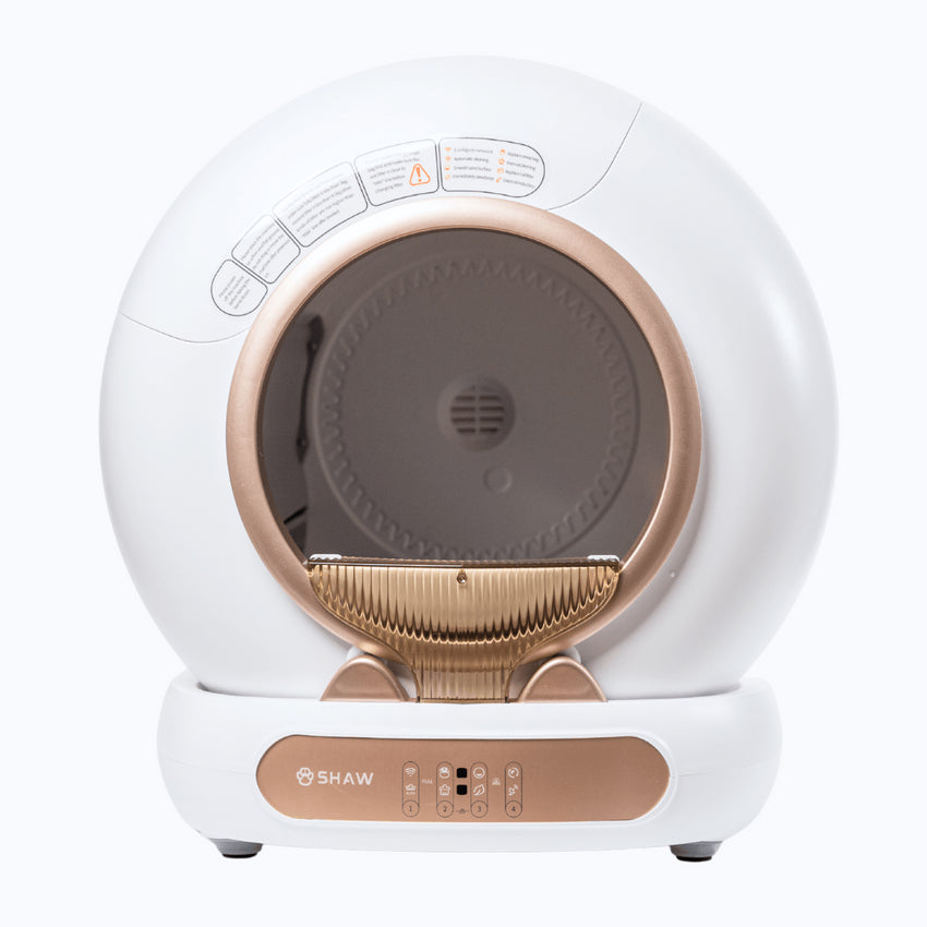 Litiera automata smart SHAW® V4 pentru pisici, auto-curatare, eliminare mirosuri prin ionizare, aplicatie mobila, 9L