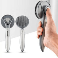 Perie SHAW® pentru curatarea si ingrijirea parului de caini si pisici cu buton auto-curatare, Gri