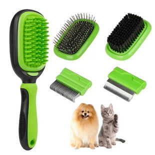 Perie multifunctionala SHAW® 5 in 1 pentru caini si pisici, verde