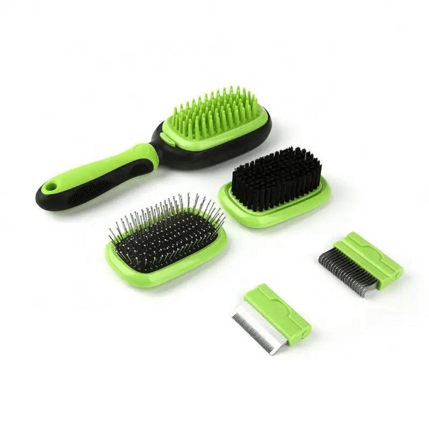 Perie multifunctionala SHAW® 5 in 1 pentru caini si pisici, verde