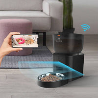 RESIGILAT - Hranitor automat smart SHAW® pentru caini si pisici cu camera reglabila, aplicatie mobila, 4L, programare hranire