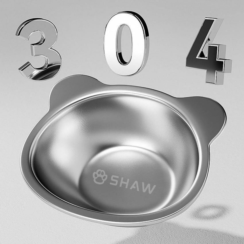 Bol din Inox cu suport ergonomic SHAW pentru Pisici si Caini