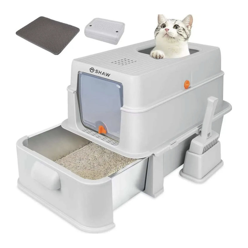 Litiera inox modulara SHAW® XL pentru pisici, cu sertar, usor de curatat, rezistenta