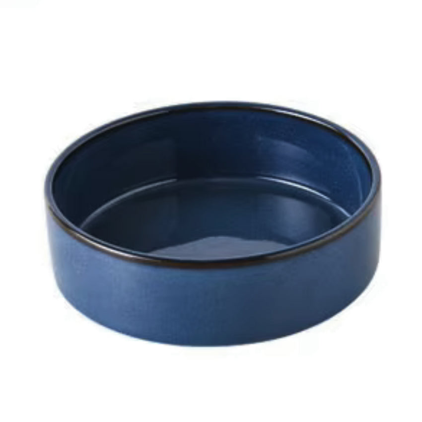 Set 2 Boluri Ceramica cu Suport din Lemn si Design Slow Feeder in Forma de Labuta, pentru Pisici si Caini, Albastru