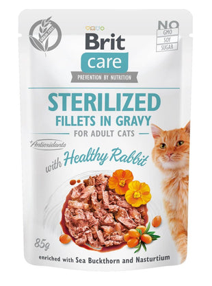 Hrana umeda complementara pentru pisici sterilizate - BRIT CARE Cat Sterilized Filets in Gravy cu iepure 85g