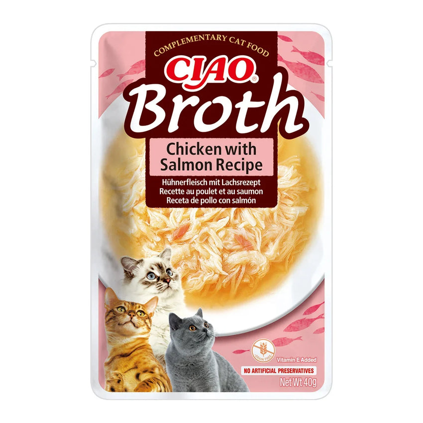Supa (broth) pentru pisici cu pui si somon Ciao Churu Cat, Inaba