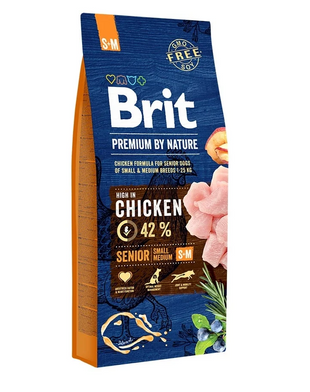 Hrana uscata pentru caini seniori talie mica si medie - BRIT Premium by Nature Senior S+M