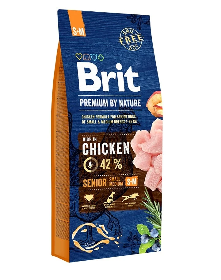 Hrana uscata pentru caini seniori talie mica si medie - BRIT Premium by Nature Senior S+M