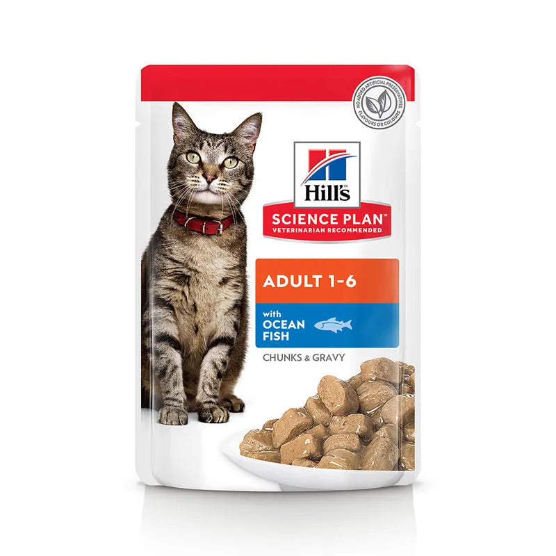 Hrana Umeda pentru Pisici Hill’s cu Peste Oceanic 85g, Plic Nutritiv pentru Vitalitate si Digestie Usoara