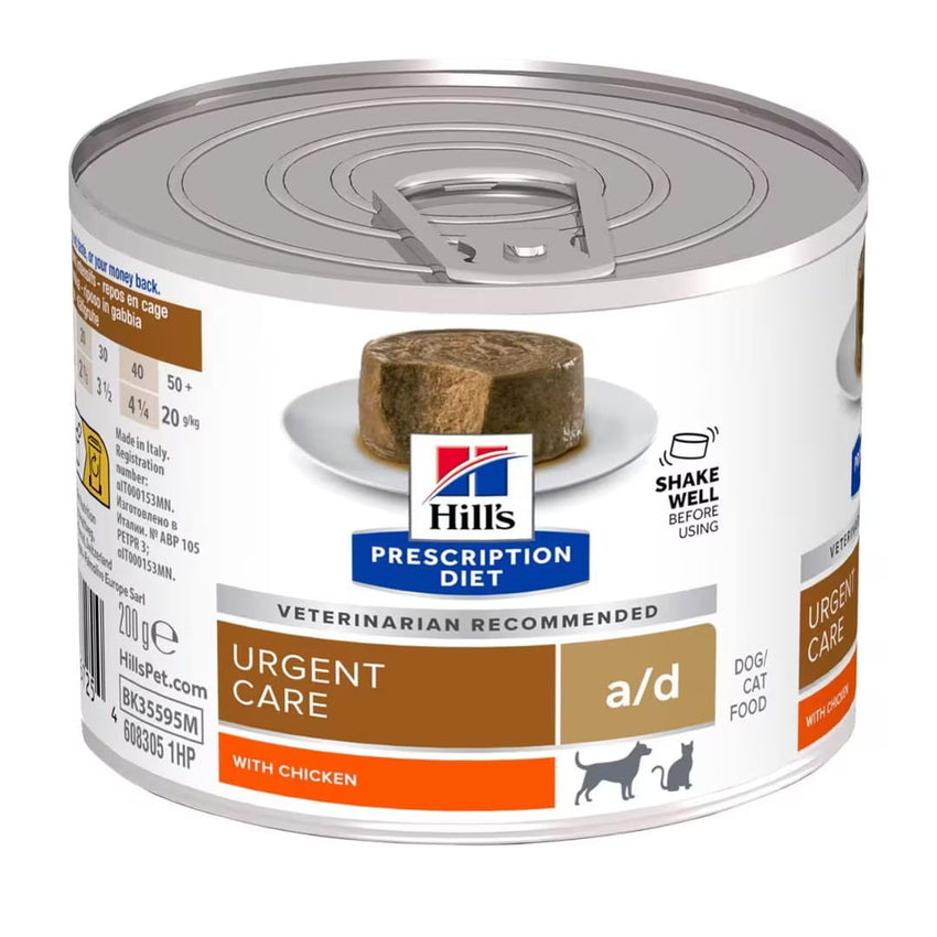 Hrana umeda pentru caini Hill's Prescription Diet A/D Urgent Care 200g – suport nutritional pentru recuperare