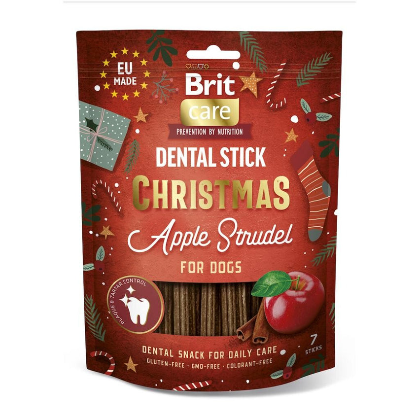Batonase dentare pentru caini, editie speciala - BRIT Care Dog Christmas Dental Stick Apple Strudel 250g