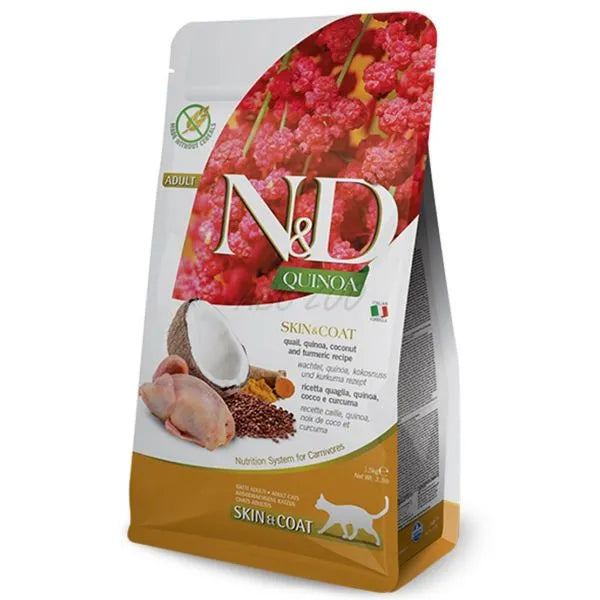 Hrana uscata pisici Farmina N&D Quinoa Skin cu prepelita si cocos adult 1.5kg