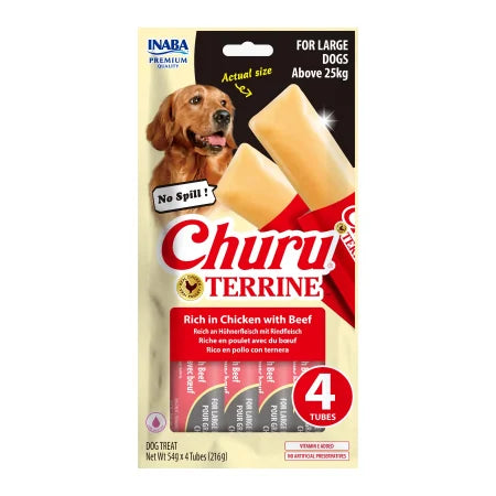 Terrina (paste) pentru caini cu pui si vita Churu Dog Terrine Maxi, Inaba