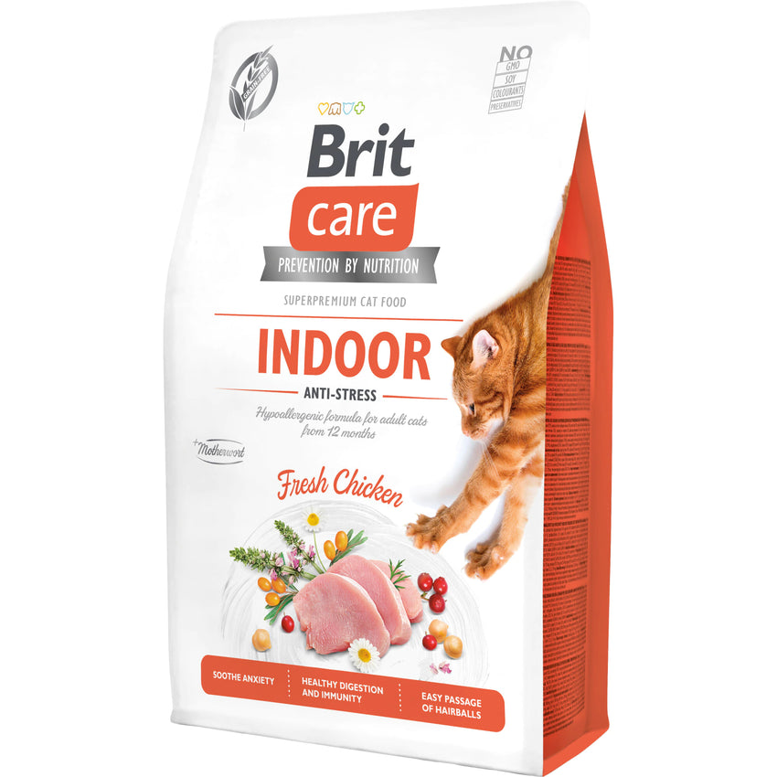 Hrana uscata pentru pisici de interior, reducerea stresului si digestie usoara - BRIT CARE Cat Indoor Anti-Stress 2kg