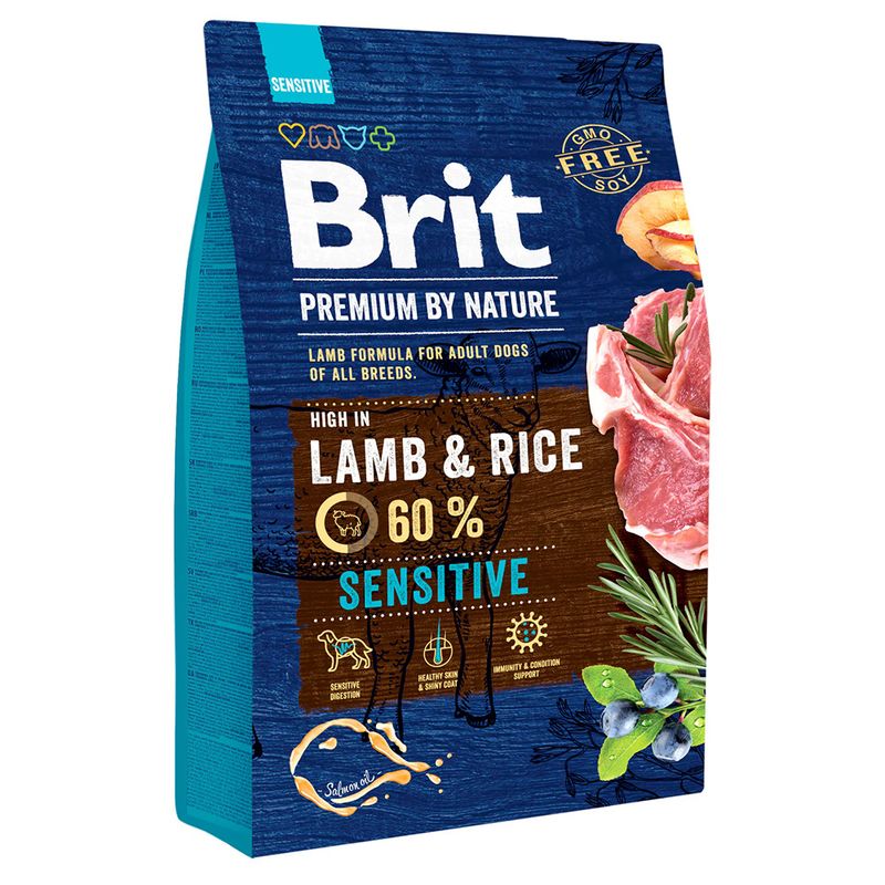 Hrana uscata hipoalergenica pentru caini cu digestie sensibila - BRIT Premium by Nature Lamb & Rice Sensitive