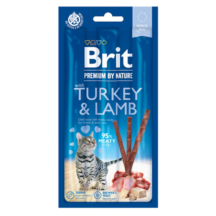 Recompense (sticks) pentru pisici cu curcan si miel Brit Premium by Nature Cat