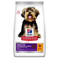 Hrana Uscata pentru Caini Talie Mica Hill’s Science Plan Sensitive Stomach & Skin cu Pui 1.5kg, Digestie Usoara