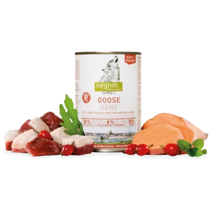 Hrana umeda pentru caini adulti cu gasca Isegrim Dog Adult 400g
