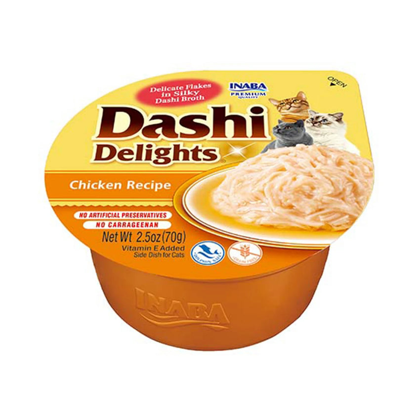 Recompense lichide cu fulgi delicati pentru pisici cu pui Churu Cat Dashi Delights, Inaba