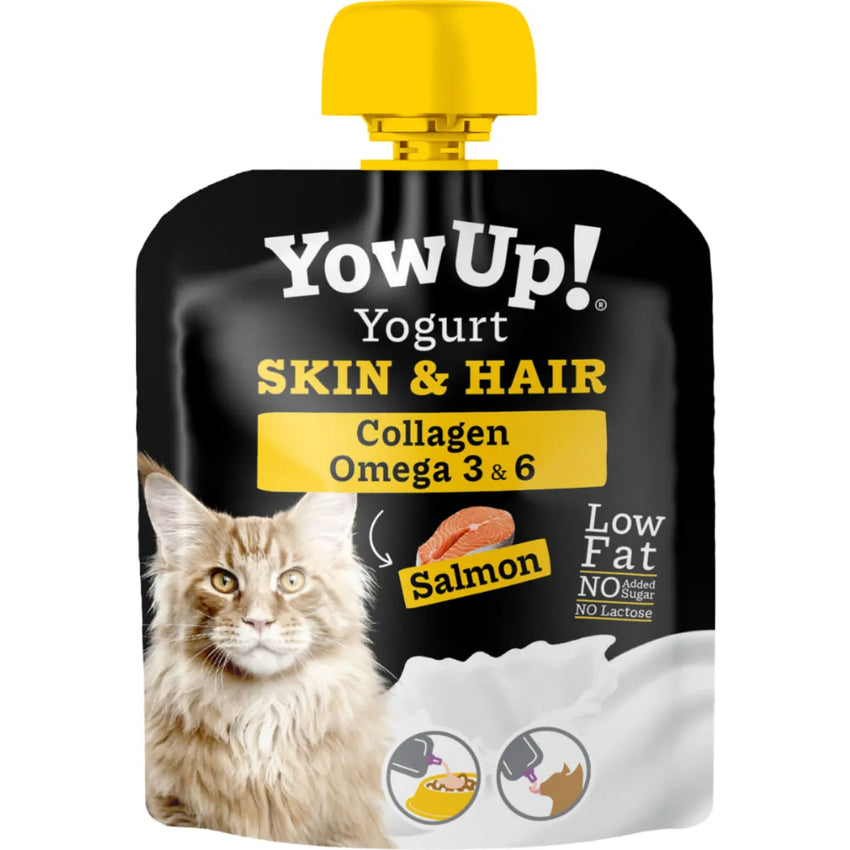 Iaurt pentru pisici pentru piele si blana cu somon YowUp Skin & Hair, fara lactoza, 85g