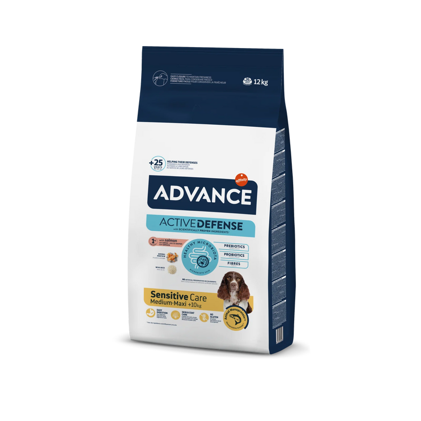 Hrana uscata pentru caini adulti cu sensibilitate digestiva - ADVANCE Dog Sensitive Somon & Orez 12 kg