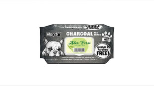 Servetele umede cu carbune activ pentru caini si pisici - ABSORB Plus Charcoal Pet Wipes 80 buc