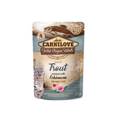 Hrana umedă premium pentru pisici - CARNILOVE Cat Pouch Trout & Echinacea 85g