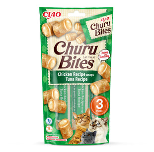 Gustări Crocante și Delicioase pentru Pisici - CHURU Cat Bites Chicken & Tuna