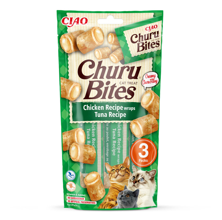 Gustări Crocante și Delicioase pentru Pisici - CHURU Cat Bites Chicken & Tuna
