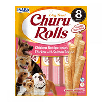 Churu, Snack-uri pentru Câini, Rulouri cu Pui și Somon, 8 x 12g