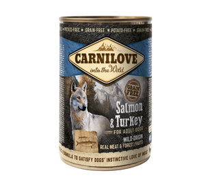 Hrana umedă premium pentru câini - CARNILOVE Dog Wild Meat Salmon & Turkey 400g