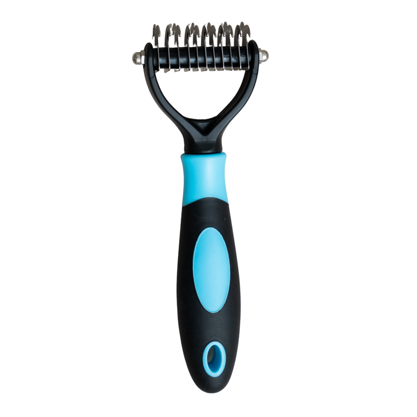 Perie de grooming pentru descalcire SHAW pentru caini si pisici,otel inoxidabil, albastru