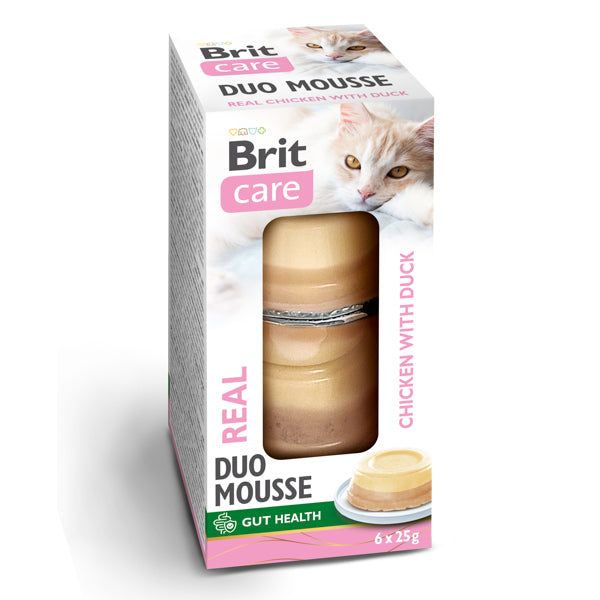 Brit Care, Hrană Umedă pentru Pisici, Mousse Dublu Strat cu Pui și Rață, 6 x 25g