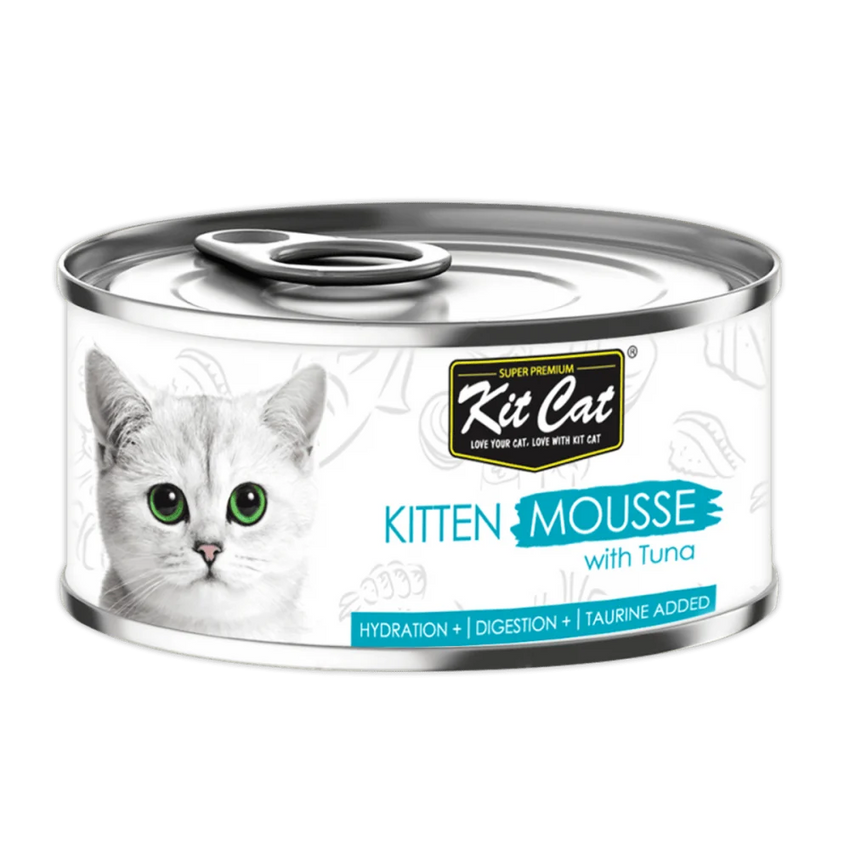 Kit Cat Hrana Umeda Pui Pisica Kitten Mousse, cu Ton, Fara Cereale, pH Echilibrat, 80g