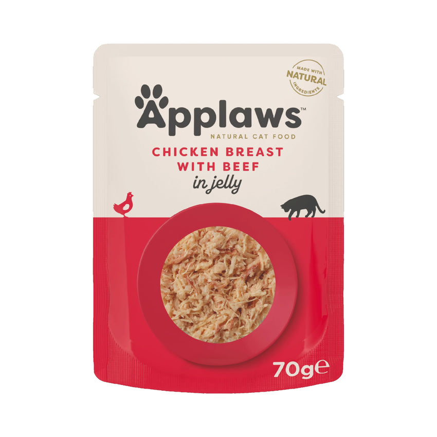 Hrana umeda complementara pentru pisici - APPLAWS Cat plic 70g Piept pui & vita