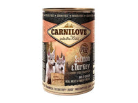 Hrana umedă premium pentru căței - CARNILOVE Dog Wild Meat Salmon & Turkey Puppy 400g