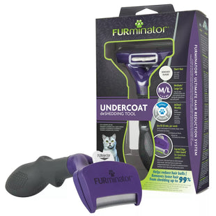 Furminator perie DeShedder pentru pisici de talie Medie/Mare cu par scurt Undercoat, marimea M/L