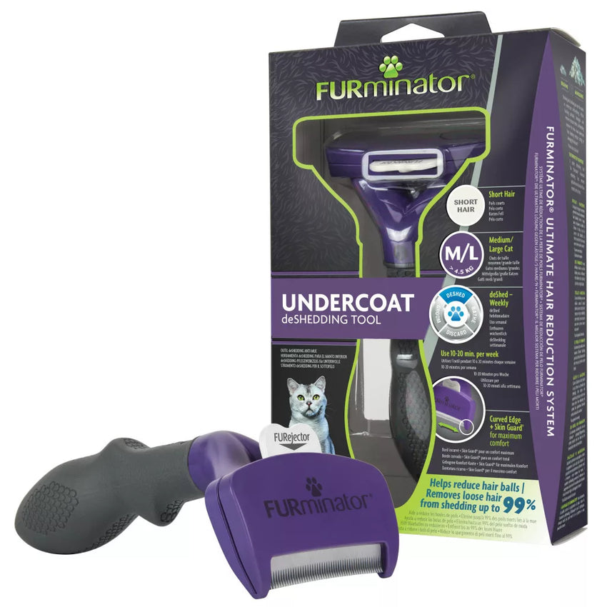 Furminator perie DeShedder pentru pisici de talie Medie/Mare cu par scurt Undercoat, marimea M/L