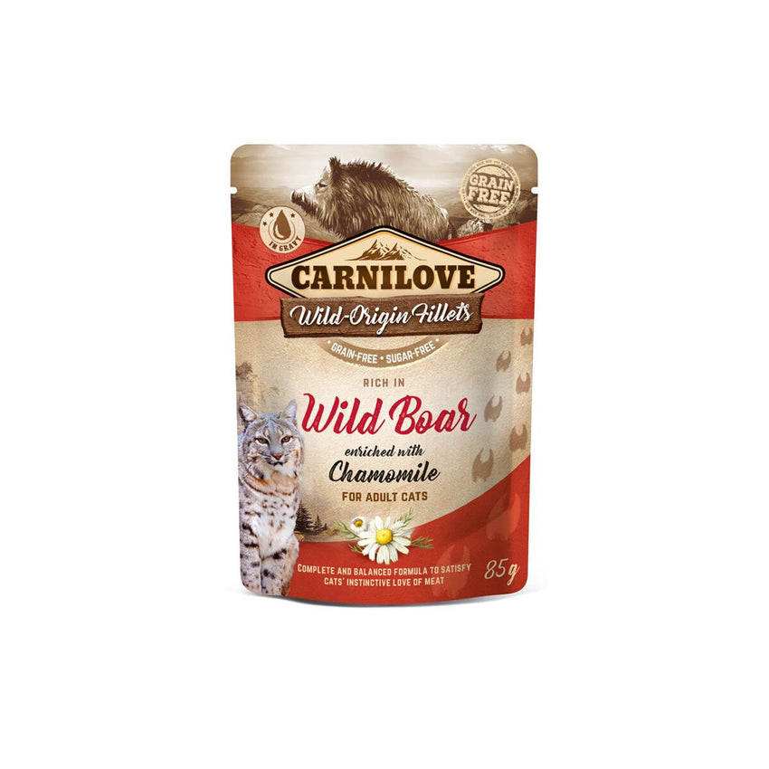 Hrana umedă premium pentru pisici - CARNILOVE Cat Pouch Wild Boar & Chamom 85g