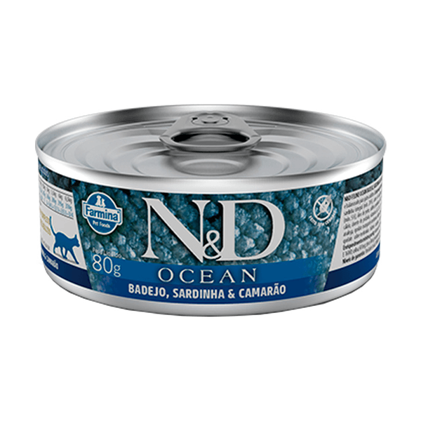 Hrana umeda pentru pisici - Farmina N&D Ocean Pisica Ton, Sardine si Crevete 70g