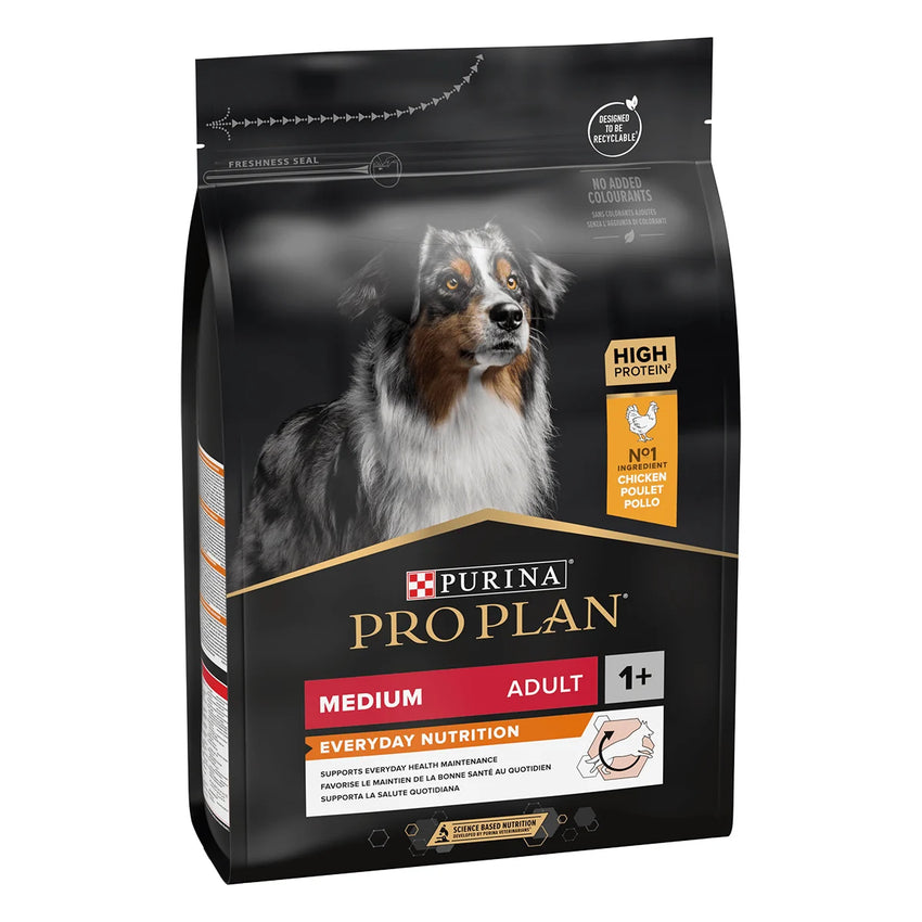 Hrana Uscata pentru Caini Adulti Talie Medie Purina Pro Plan cu Pui 3kg, Nutritie Completa si Musculatura Puternica