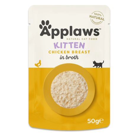 Hrana umeda pentru pisoi, cu pui in supa - APPLAWS Cat Plic Junior Pui in Supa 50g