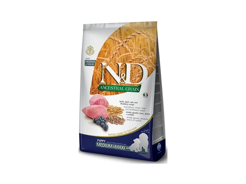 Hrana uscata caini Farmina N&D Ancestral cu miel pentru puppy talie medie si mare 2.5kg